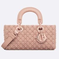 Dior Women CD Small Lady D-Joy Bag Rose Des Vents Cannage Calfskin Embroidered Resin Pearls (2)