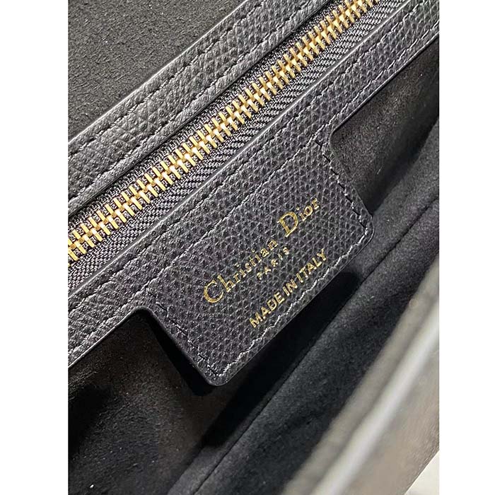 Dior Women Saddle Bag Strap Black Grained Calfskin CD Signature Interior Back Pocket (1)