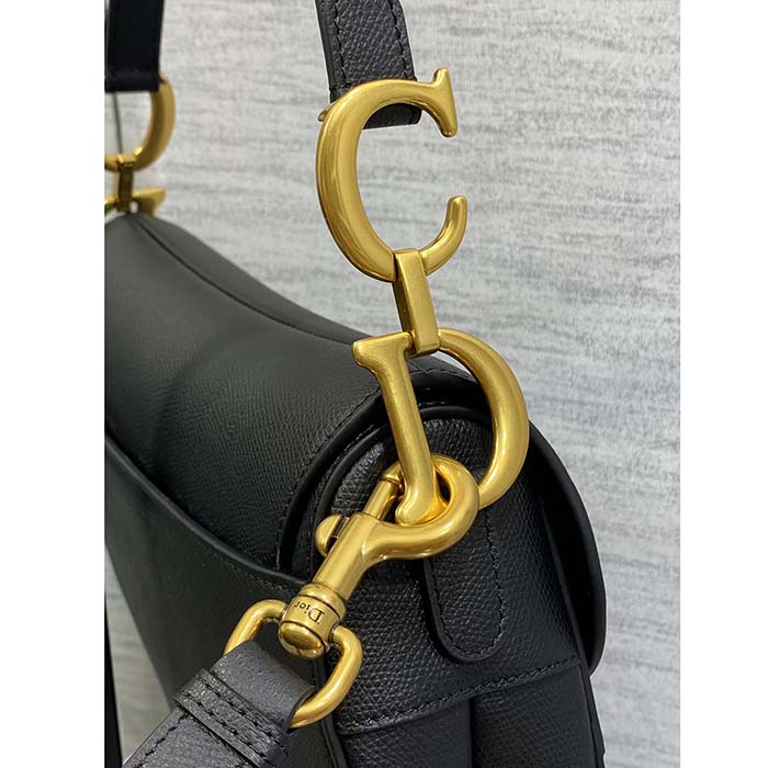 Dior Women Saddle Bag Strap Black Grained Calfskin CD Signature Interior Back Pocket (6)