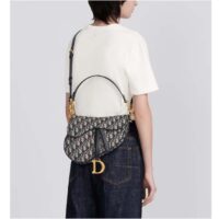 Dior Women Saddle Bag Strap Blue Dior Oblique Jacquard CD Signature Interior Back Pocket (8)