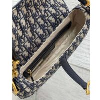 Dior Women Saddle Bag Strap Blue Dior Oblique Jacquard CD Signature Interior Back Pocket (8)