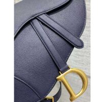 Dior Women Saddle Bag Strap Indigo Blue Grained Calfskin CD Signature Interior Back Pocket (8)