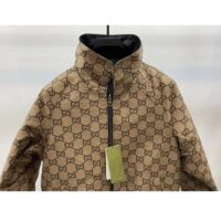 Gucci Men Reversible Poplin Jacket Black Polyester Piping Green Red Beige Ebony GG Canvas (1)