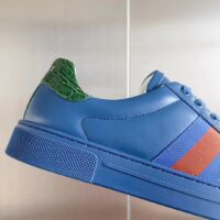 Gucci Unisex Ace GG Crystal Canvas Sneaker Blue Green Red Web Rubber Low Heel (6)