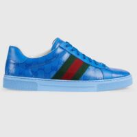 Gucci Unisex Ace GG Crystal Canvas Sneaker Blue Green Red Web Rubber Low Heel (6)