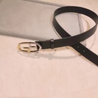 Gucci Unisex Belt Two-Toned Metal GG Buckle Black Leather 3.3 CM Width (3)