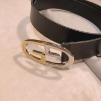 Gucci Unisex Belt Two-Toned Metal GG Buckle Black Leather 3.3 CM Width (3)