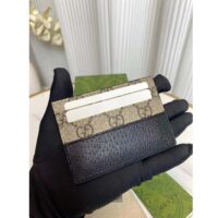 Gucci Unisex Card Case Cut-Out Interlocking G Beige Ebony GG Supreme Canvas (2)