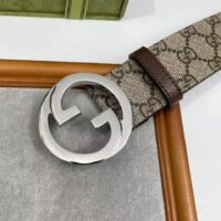 Gucci Unisex GG Blondie Belt Round Interlocking G Buckle Beige Ebony Supreme Canvas (2)