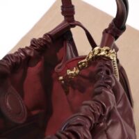 Gucci Unisex GG Deco Medium Tote Bag Dark Red Leather Two-Toned Vintage Interlocking G (7)