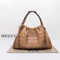 Gucci Unisex GG Deco Medium Tote Bag Rose Beige Quilted Leather Two-Toned Vintage Interlocking G (12)