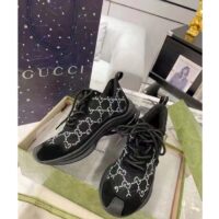 Gucci Unisex GG Gucci Run GG Crystal Mesh Sneaker Black Suede Mid 6 CM Heel (4)