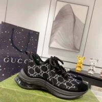 Gucci Unisex GG Gucci Run GG Crystal Mesh Sneaker Black Suede Mid 6 CM Heel (4)