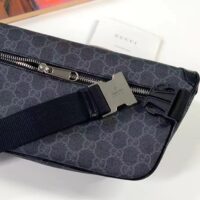 Gucci Unisex GG Large Belt Bag Black GG Supreme Canvas Leather Oval Interlocking G (9)