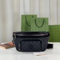 Gucci Unisex GG Large Belt Bag Black GG Supreme Canvas Leather Oval Interlocking G (9)