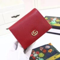 Gucci Unisex GG Leather Card Case Wallet Red Double G Snap Closure (6)