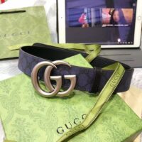 Gucci Unisex GG Marmont Reversible Belt Dark Blue Supreme Canvas Double G Buckle (4)