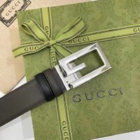 Gucci Unisex GG Reversible Belt Square G Buckle Black Leather Reverses Brown Leather (7)