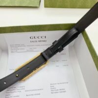 Gucci Unisex GG Thin Belt Crystal Double G Buckle Black Leather 2 CM Width (5)