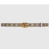 Gucci Unisex Marmont Reversible Thin Belt Beige Ebony GG Supreme Canvas Purple Leather (10)