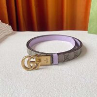 Gucci Unisex Marmont Reversible Thin Belt Beige Ebony GG Supreme Canvas Purple Leather (10)