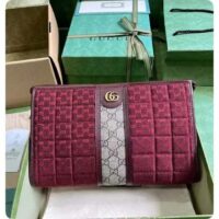 Gucci Unisex Mini GG Canvas Pouch Burgundy Quilted Beige Ebony Supreme (1)