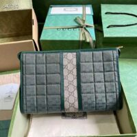 Gucci Unisex Mini GG Canvas Pouch Green Quilted Beige Ebony Supreme (1)