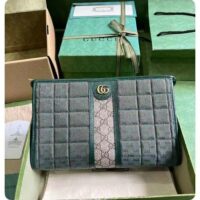 Gucci Unisex Mini GG Canvas Pouch Green Quilted Beige Ebony Supreme (1)