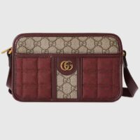 Gucci Unisex Mini GG Canvas Shoulder Bag Burgundy Quilted Beige Ebony Supreme Double G