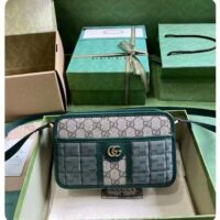 Gucci Unisex Mini GG Canvas Shoulder Bag Green Quilted Beige Ebony Supreme Double G (8)