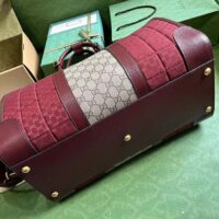 Gucci Unisex Mini GG Canvas Small Duffle Bag Burgundy Quilted Beige Ebony Supreme Canvas (10)