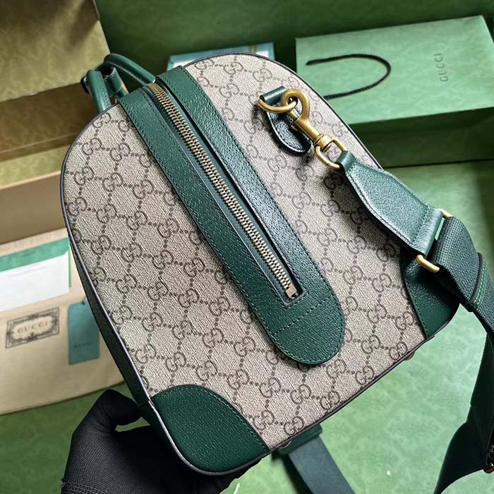 Gucci Unisex Mini GG Canvas Small Duffle Bag Green Quilted Beige Ebony Supreme Canvas (11)