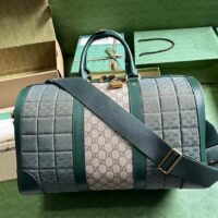Gucci Unisex Mini GG Canvas Small Duffle Bag Green Quilted Beige Ebony Supreme Canvas (10)