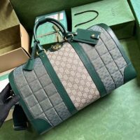 Gucci Unisex Mini GG Canvas Small Duffle Bag Green Quilted Beige Ebony Supreme Canvas (10)