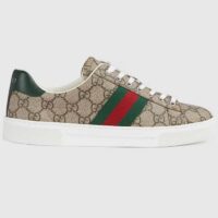 Gucci Women GG Ace Sneaker Web Beige Ebony GG Supreme Rubber Low-Heel (7)