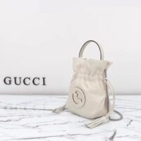 Gucci Women GG Blondie Mini Bucket Bag White Leather Round Interlocking G (1)