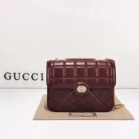 Gucci Women GG Deco Small Shoulder Bag Dark Red Leather Two-Toned Vintage Interlocking G (2)