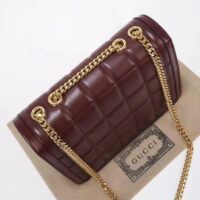 Gucci Women GG Deco Small Shoulder Bag Dark Red Leather Two-Toned Vintage Interlocking G (2)