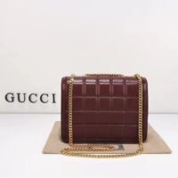 Gucci Women GG Deco Small Shoulder Bag Dark Red Leather Two-Toned Vintage Interlocking G (2)