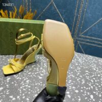 Gucci Women GG High-Heel Sandal Hardware Yellow Patent Leather Square Toe Geometric-Shaped Heel (8)