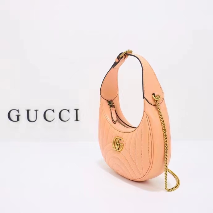 Gucci Women GG Marmont Matelassé Mini Bag Peach Matelassé Round Vertical Leather (10)