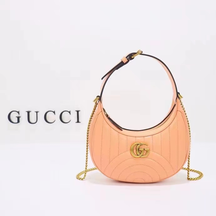 Gucci Women GG Marmont Matelassé Mini Bag Peach Matelassé Round Vertical Leather (12)