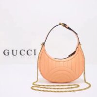 Gucci Women GG Marmont Matelassé Mini Bag Peach Matelassé Round Vertical Leather (11)