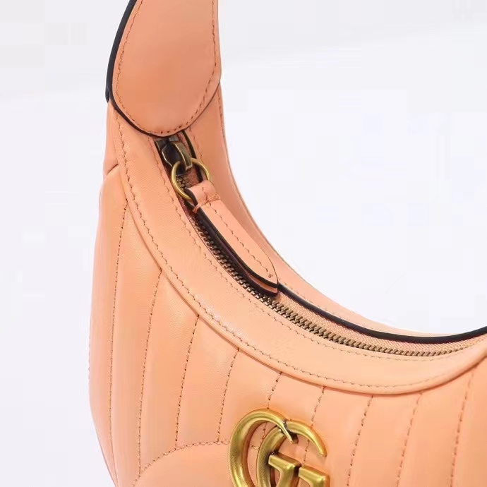 Gucci Women GG Marmont Matelassé Mini Bag Peach Matelassé Round Vertical Leather (9)