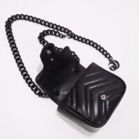 Gucci Women GG Marmont Matelassé Shoulder Bag Black Chevron Leather Double G (10)