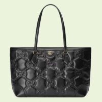 Gucci Women GG Matelassé Medium Tote Black GG Leather Double G (5)