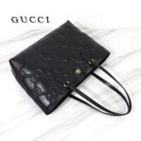 Gucci Women GG Matelassé Medium Tote Black GG Leather Double G (5)