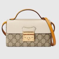 Gucci Women GG Padlock Mini Bag Beige Ebony GG Supreme Canvas Lock Closure (2)