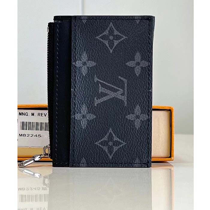 Louis Vuitton LV Unisex Coin Card Holder Monogram Eclipse Coated Canvas Cowhide Leather (1)
