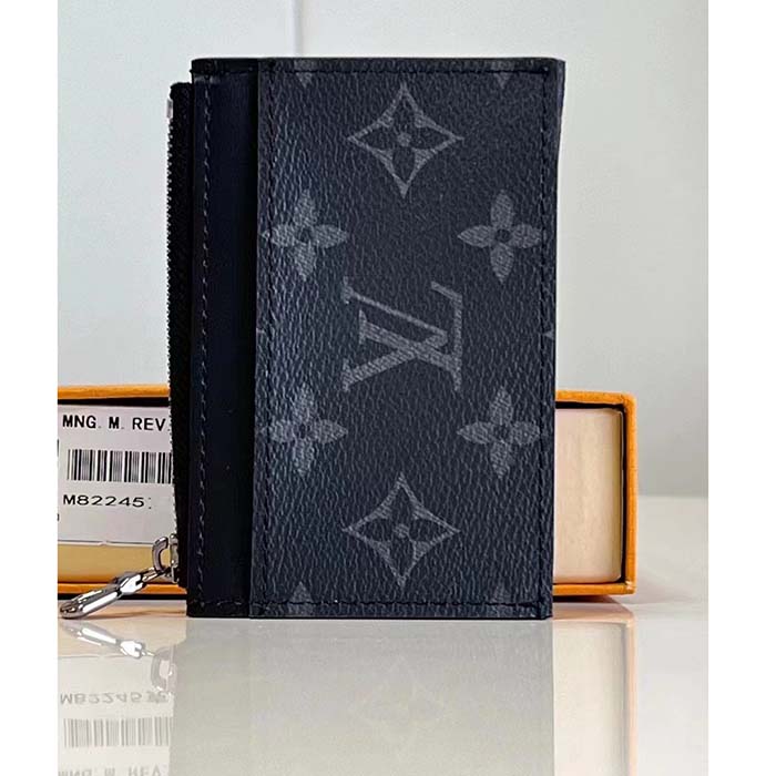 Louis Vuitton LV Unisex Coin Card Holder Monogram Eclipse Coated Canvas Cowhide Leather (2)